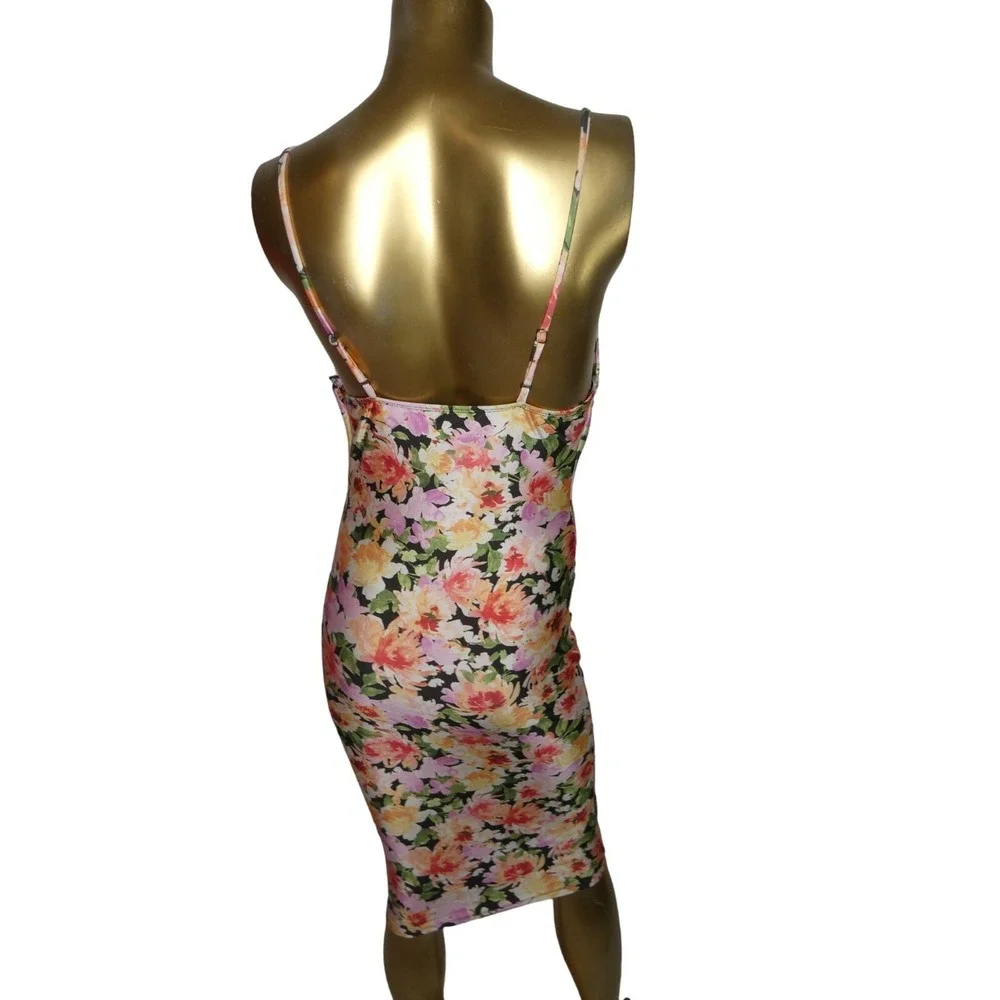 IRIS Floral Print Midi Dress Women's Size Small New Flower Garden Cocktail Party